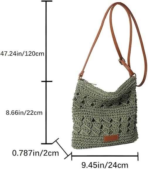 Women's Straw Shoulder Bag Crochet Woven Crossbody Bag Casual Beach Vacation Tote Bags