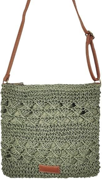 Women's Straw Shoulder Bag Crochet Woven Crossbody Bag Casual Beach Vacation Tote Bags