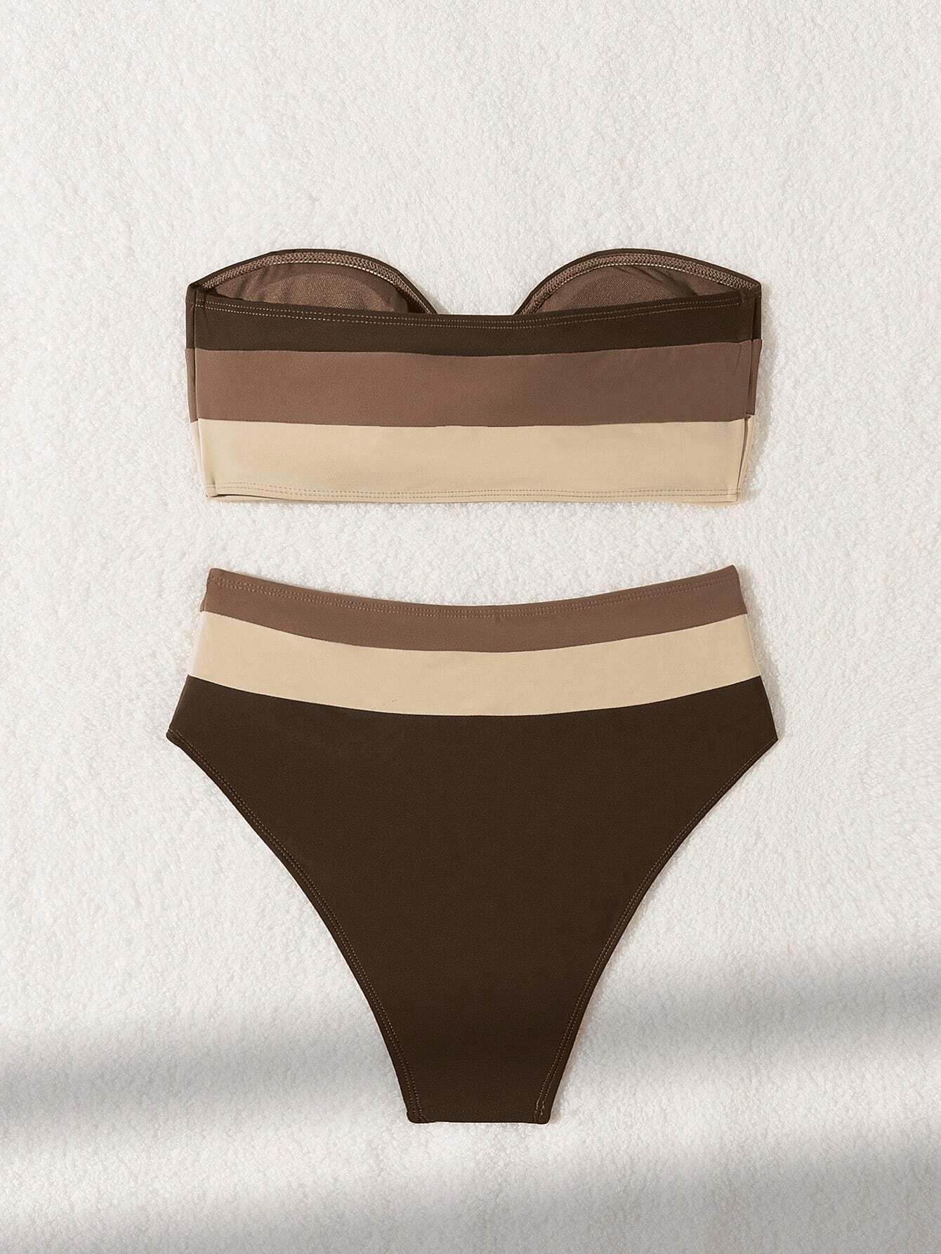 Women's two-piece coffee colored bikini swimsuit strapless fashion quick drying