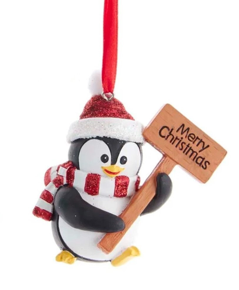 Penguin With Hat and Scarf Ornament - Present