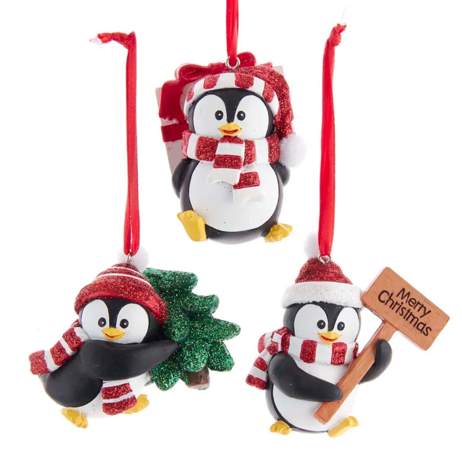 Penguin With Hat and Scarf Ornament - Present