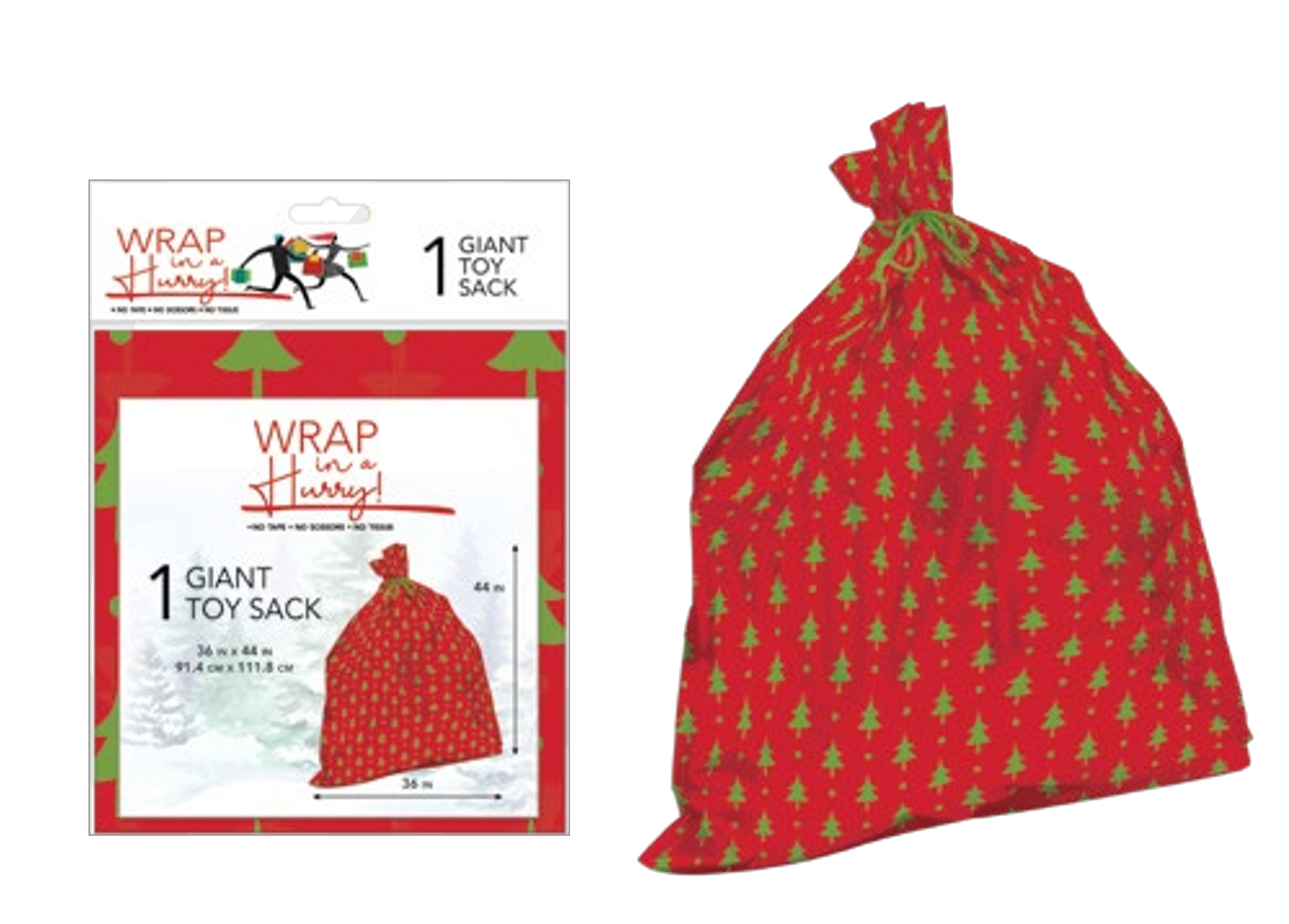 Wrap In A Hurry Giant Toy Sack - Red With Trees