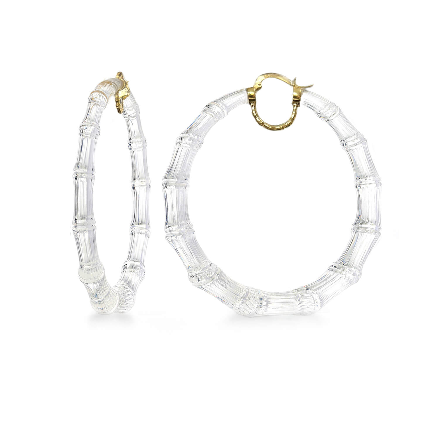 XL Clear Lucite Bamboo Hoop Earrings