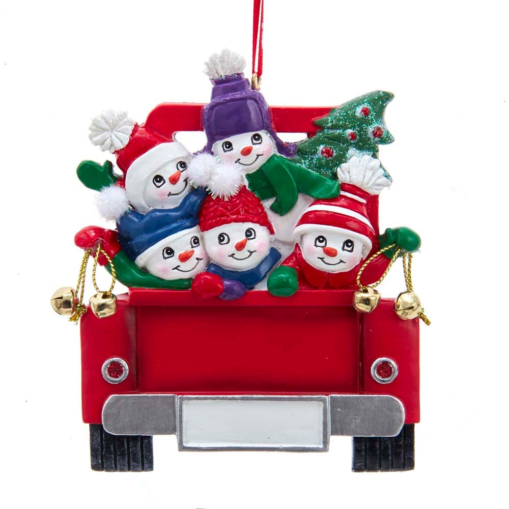 Snowman on Truck Ornament - Family of 5