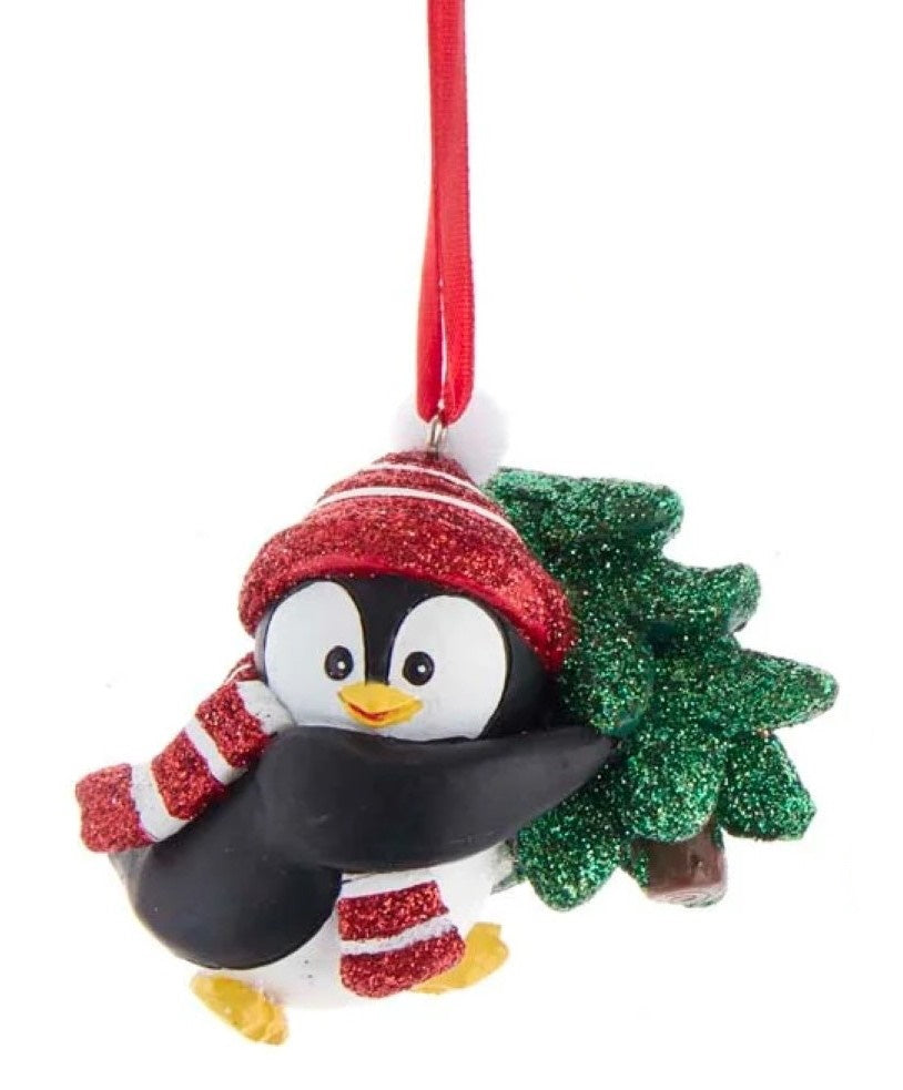 Penguin With Hat and Scarf Ornament - Present