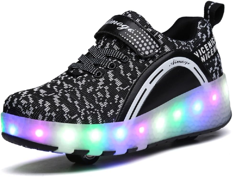 Ylllu Kids LED Roller Skate Shoes with Single Wheel Light up Roller Shoes Gift for Girls Boys Children