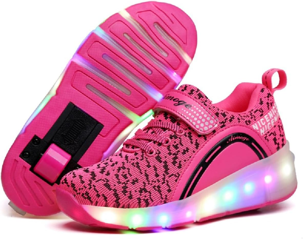 Ylllu Kids LED Roller Skate Shoes with Single Wheel Light up Roller Shoes Gift for Girls Boys Children