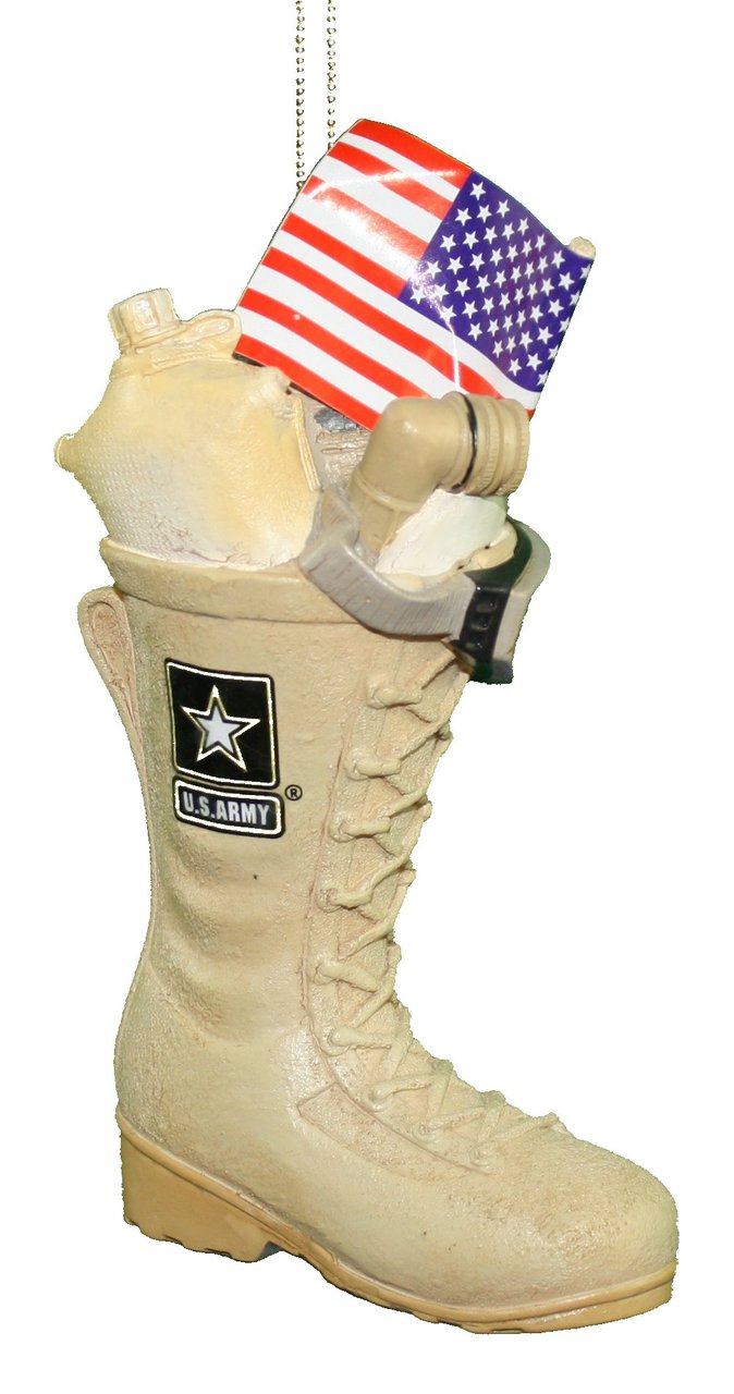 Army Boot With USA Flag Ornament