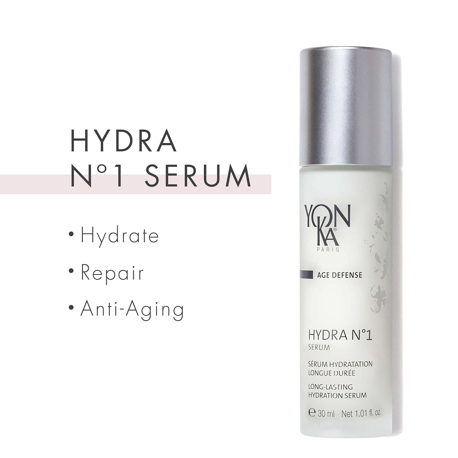 Yon-Ka Hydra No.1 Face Serum (30ml) Age Defense Skin Care, Intensive Hydration Booster with Hyaluronic Acid and Aloe Vera, Dry and Mature Skin, Paraben-Free
