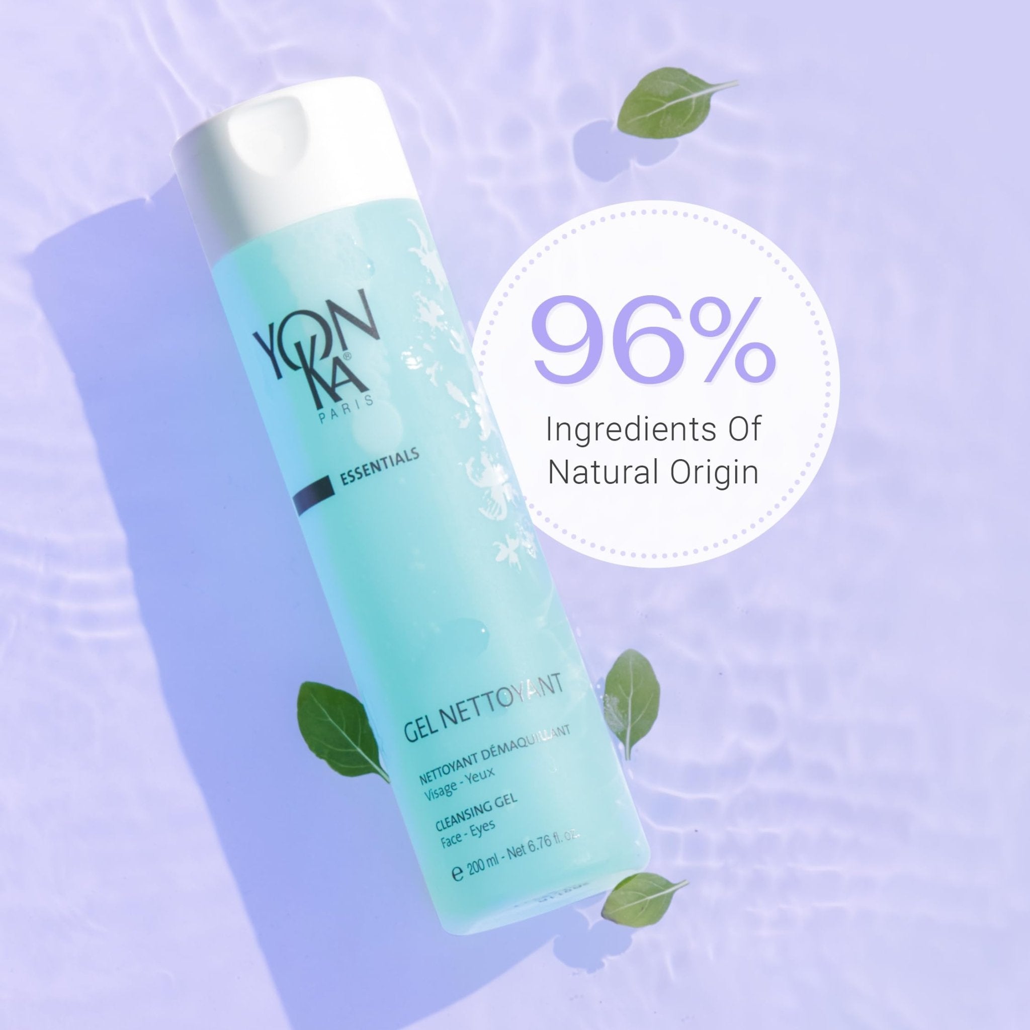 Yonka Gel Face Cleanser, Gentle Foaming Face Wash and Makeup Remover, Natural Plant-Based Formula to Purify Pores and Balance Skins pH, Acne Prone and Oily Skin, Paraben-Free
