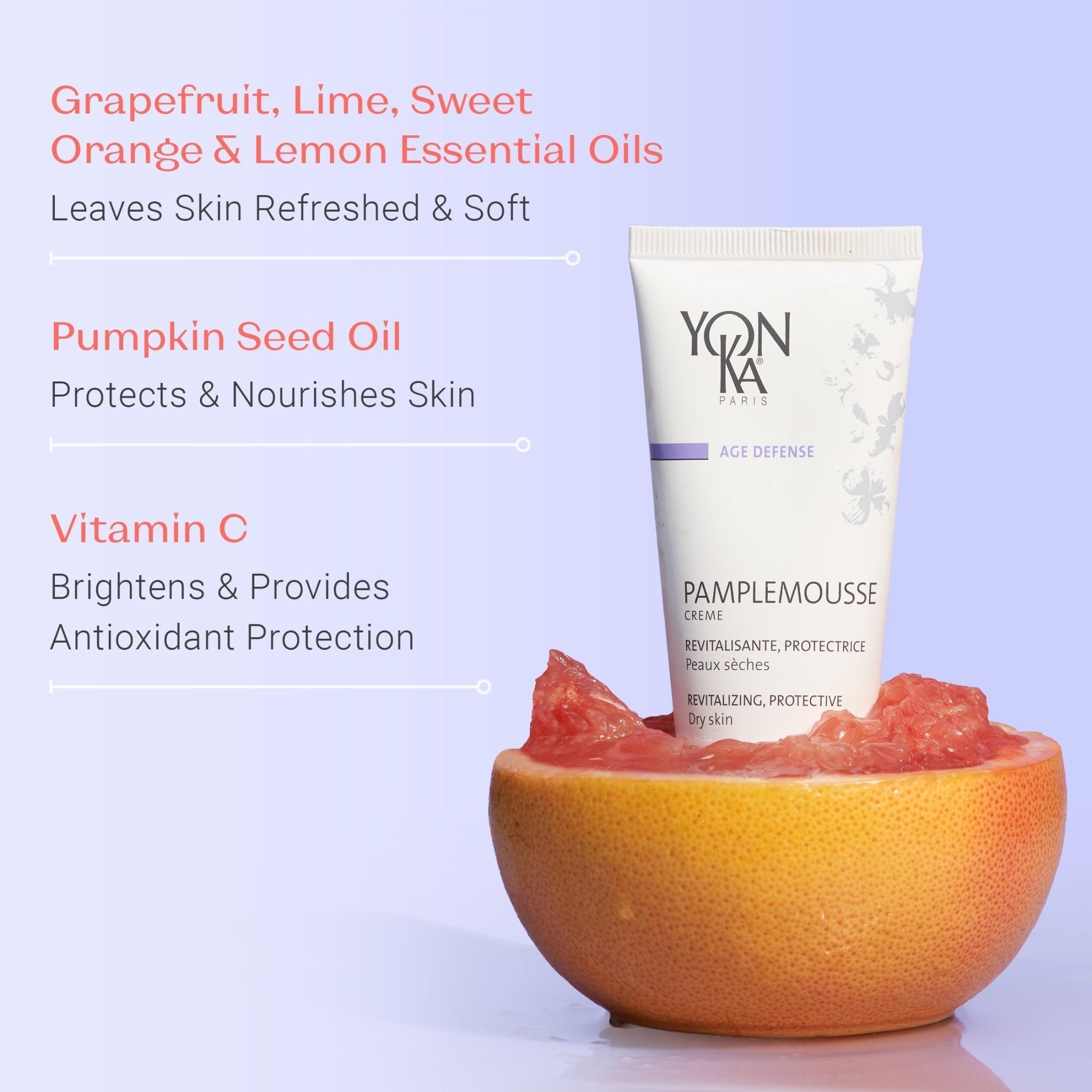 Yonka Pamplemousse Face Cream, Daily Hydrating Face Moisturizer, Lightweight Lotion with Vitamin C, Paraben-Free