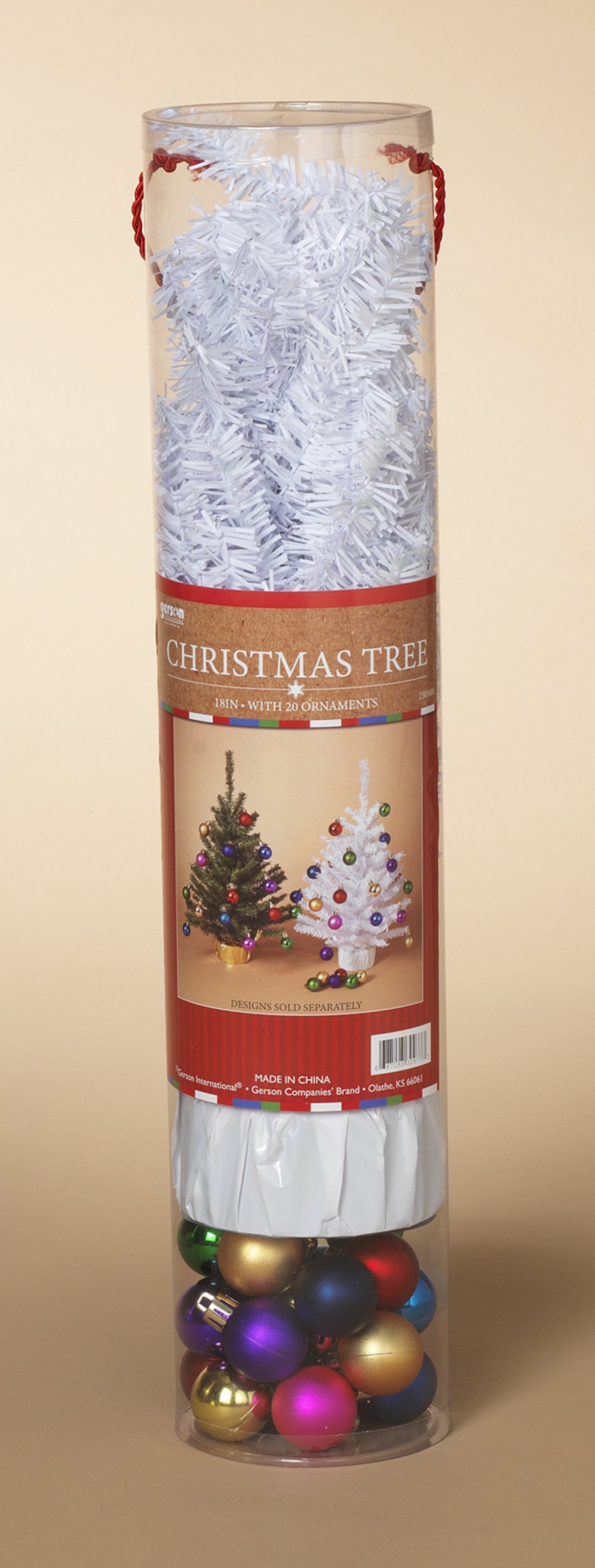 18 Inch Christmas Tree with 20 Ornaments - White
