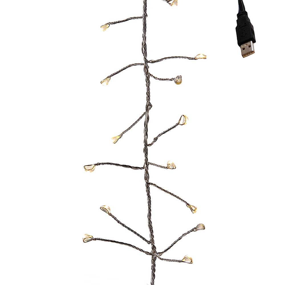 120 Light Twinkle LED Fairy Clear Cluster USB Lights - 4 Foot