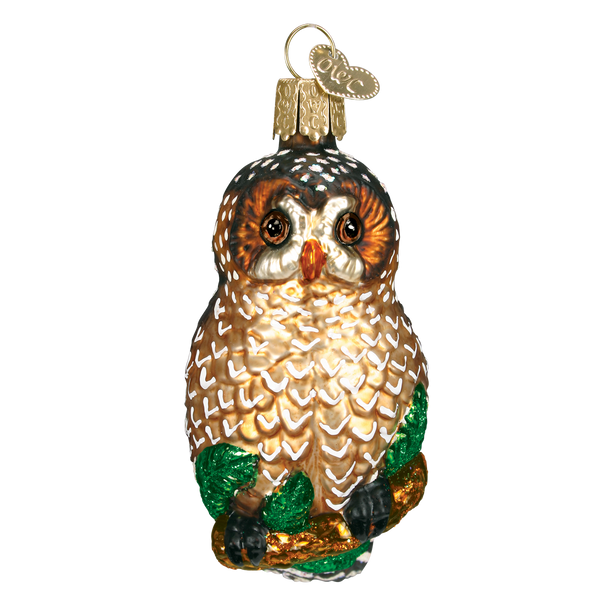 Spotted Owl Glass Ornament