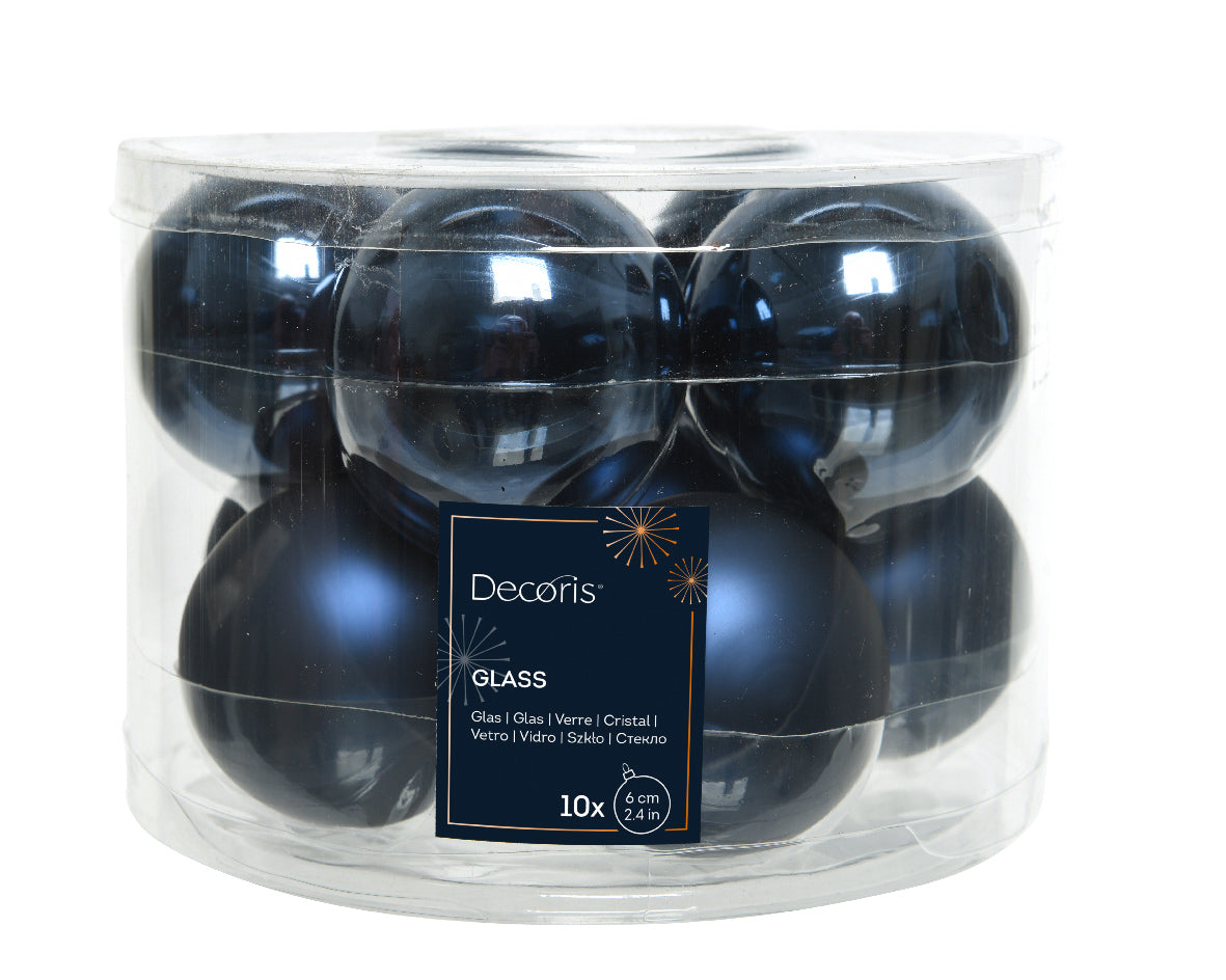 Glass 2.4" Ornaments - 10 piece Set - Night Blue