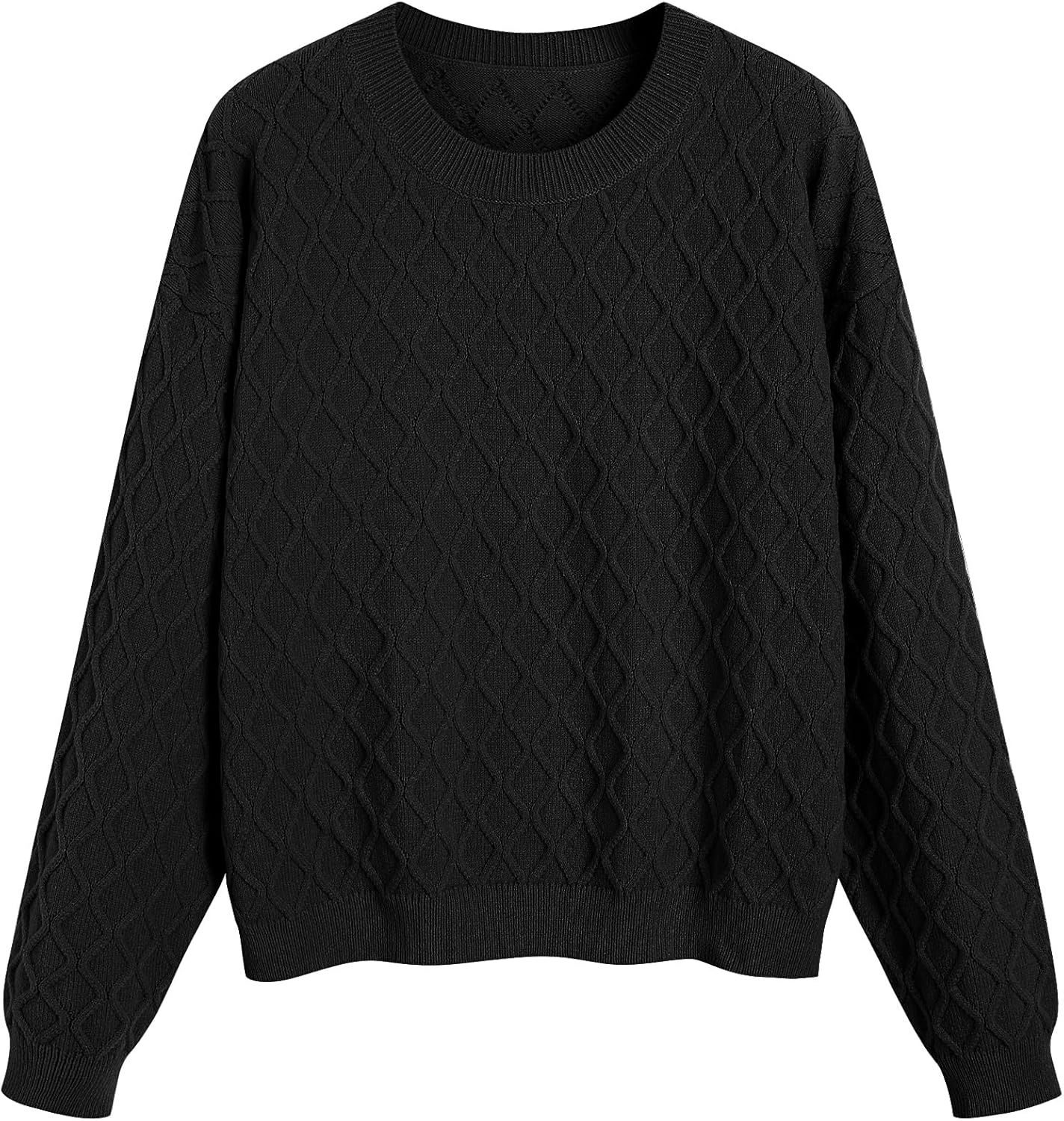 ZAFUL Women's Cable Knit Sweaters Trendy Fall Crewneck Long Sleeve Casual Loose Jumper Pullover Oversized Sweater Tops 2025
