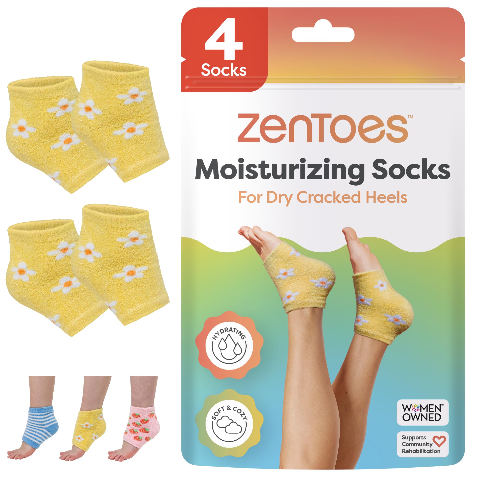 ZenToes Moisturizing Socks for Cracked Heel Treatment - Vitamin E, Olive Oil and Jojoba Oil Infused Heel Socks to Soften and Hydrate (Fuzzy Blue, Regular)