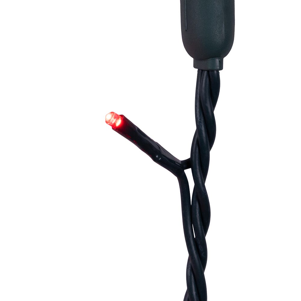 300-Light 3MM Red LED Green Wire Jingle Bright Light Set - 50 Feet