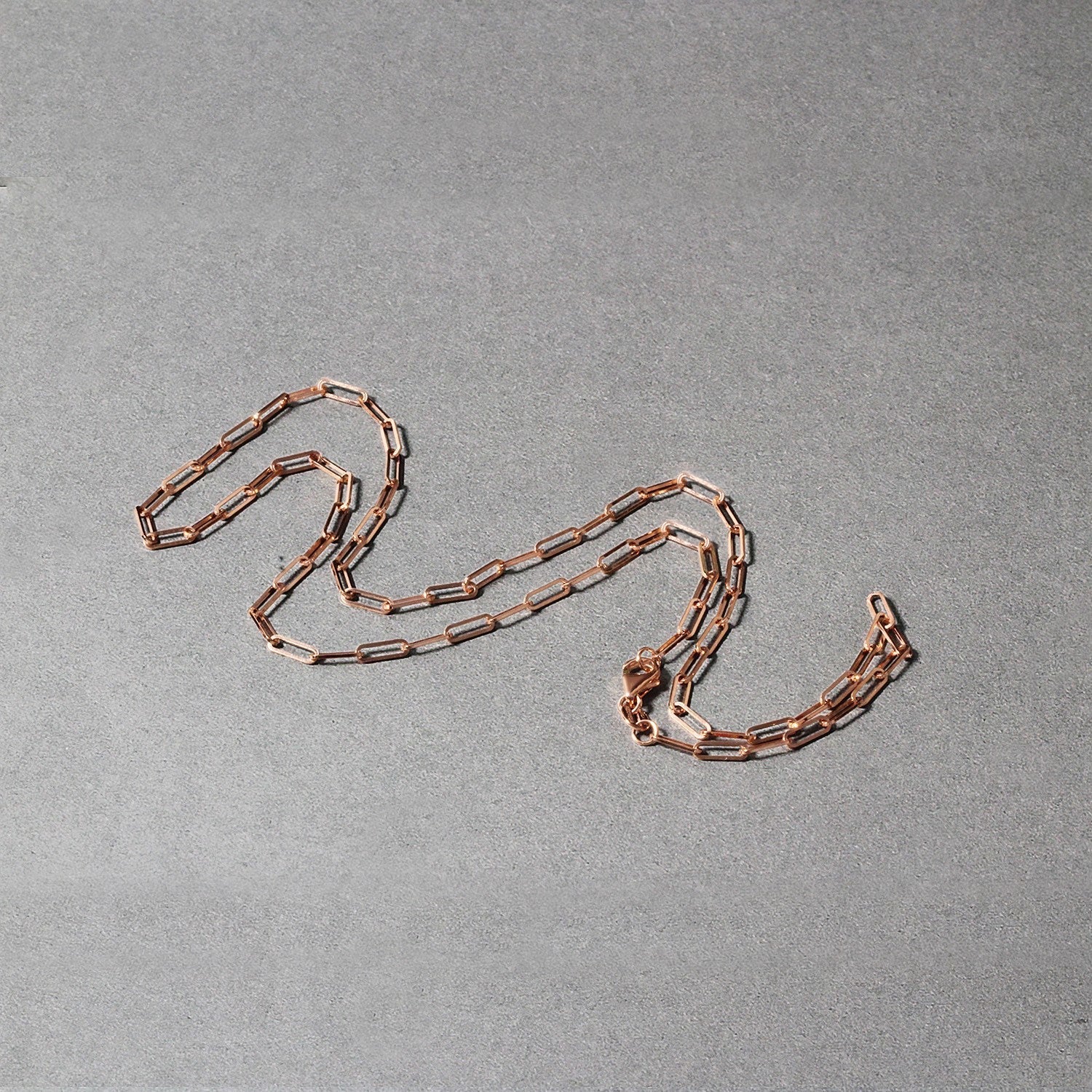 14K Rose Gold Delicate Paperclip Chain (2.1mm)