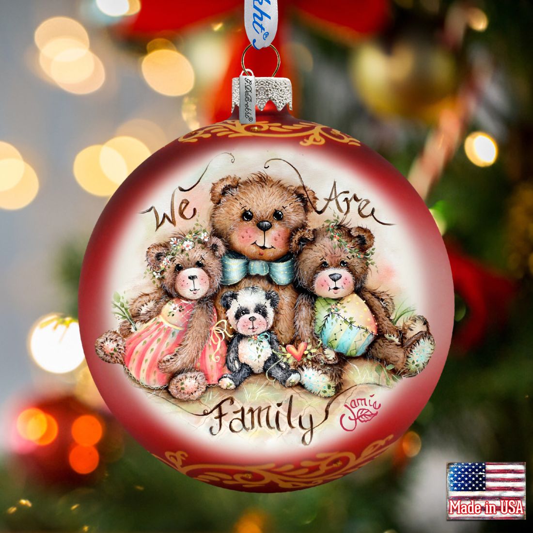 We Are the Family Bears Glass Ornament by Jamie Mills-Price - Christmas Decor - 71207-7703