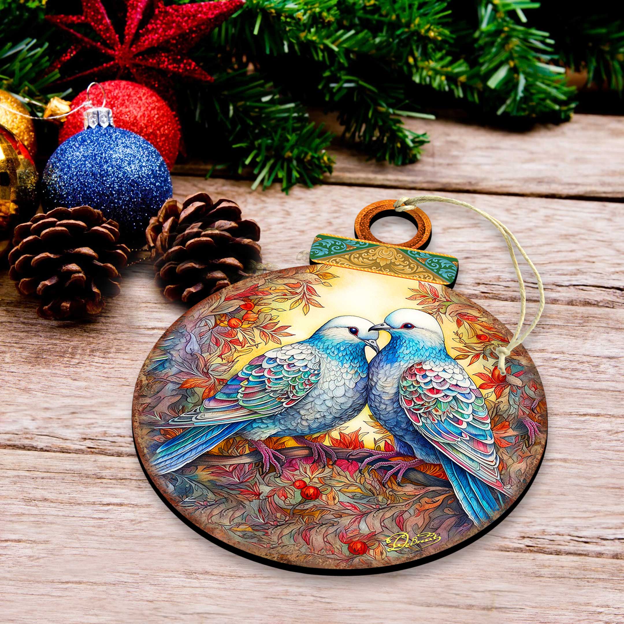 Twelve Days of Christmas Wooden Ornaments Set of 12 by G. DeBrekht - Christmas Decor 12 Days of Christmas - 8610102-S12