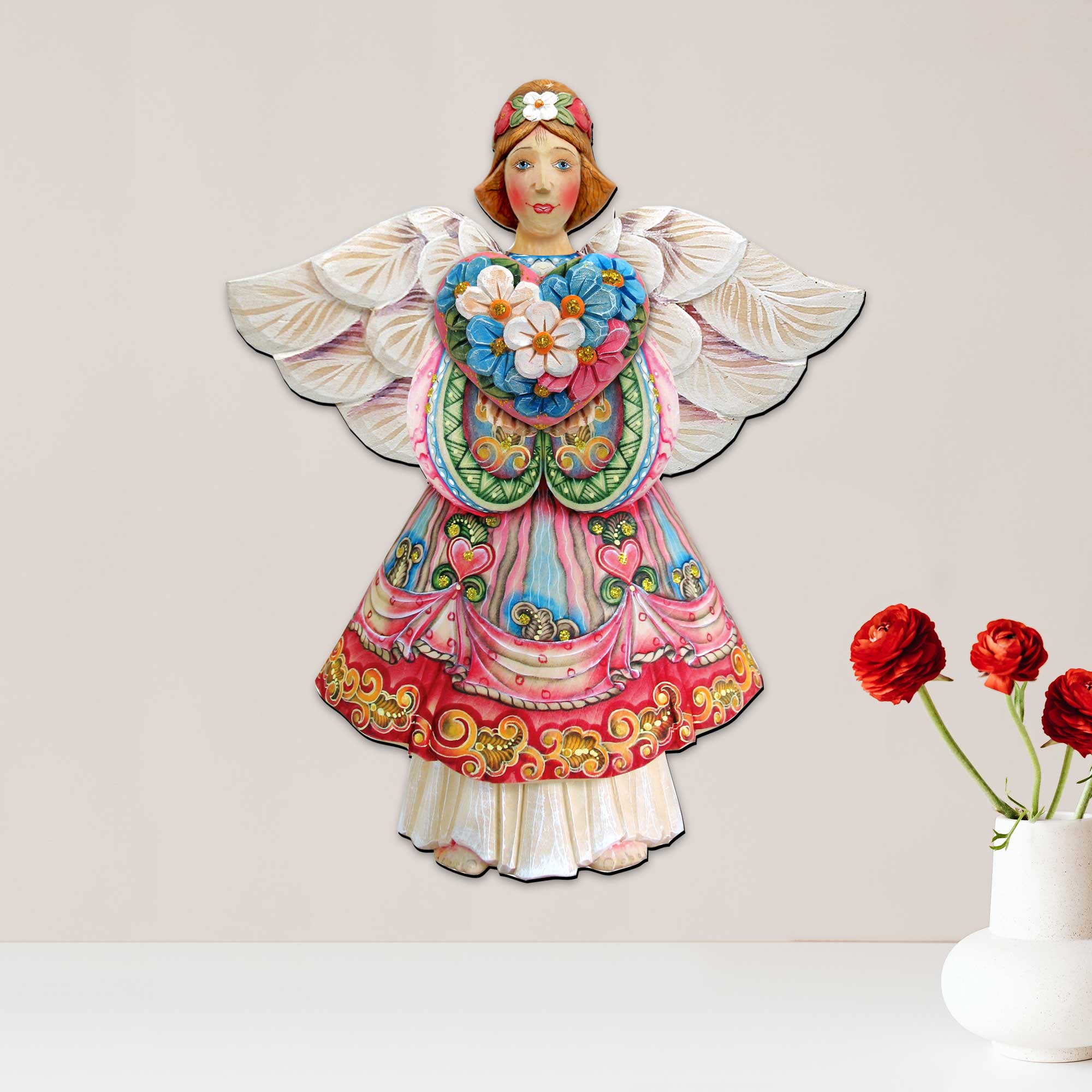 Flower Heart Angel of Love Door Hanger Wall Art by G. DeBrekht - Love Family Kids Decor - 8155412H