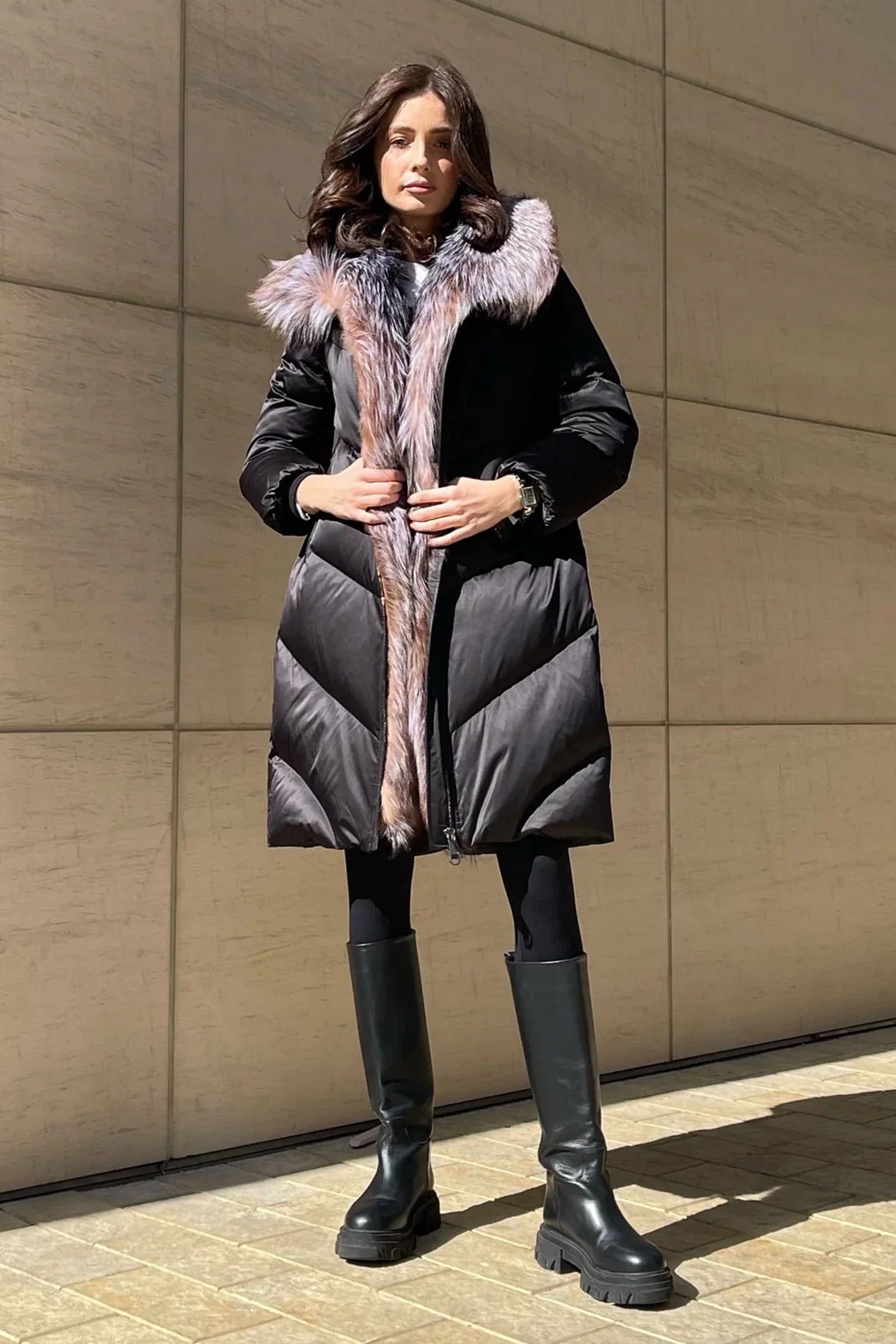 Léa Genuine Silver Fox Down Fill Puff Parka