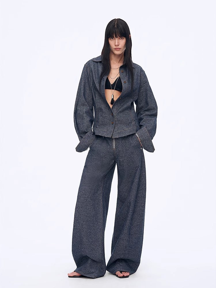 Old money style linen material stand-up silhouette double waist scimitar casual trousers spring"Berlin Street"-0