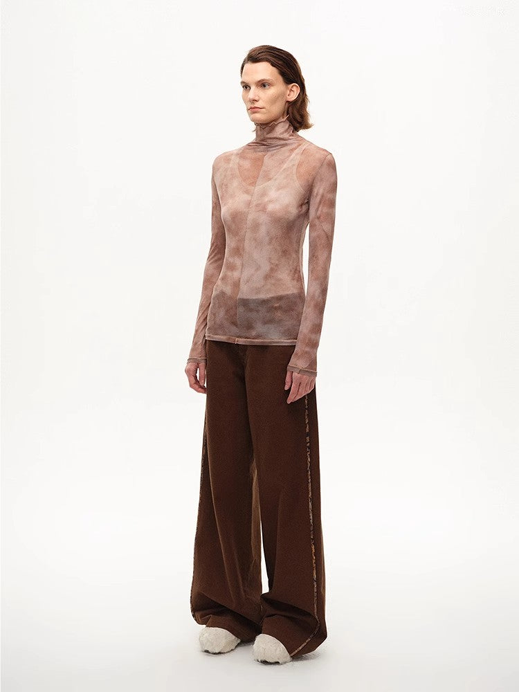[FF×JW Rich Dusk] Exquisite and fashionable mesh rendering high collar T-shirt bottoming shirt-0