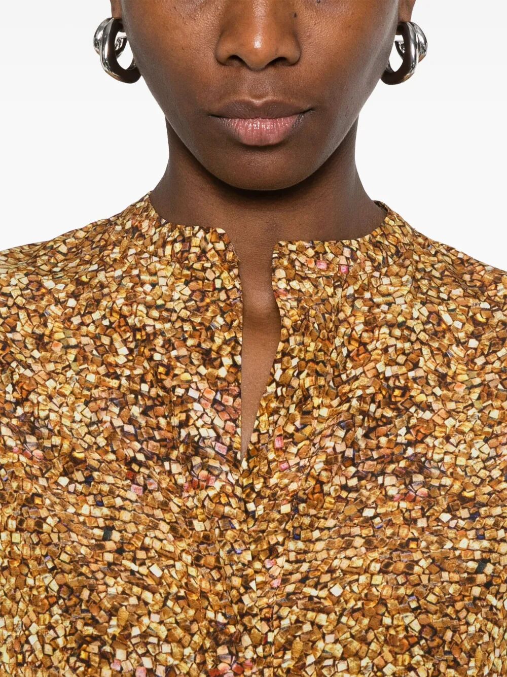Isabel Marant Women Sima Mosaic Print Silk Blouse