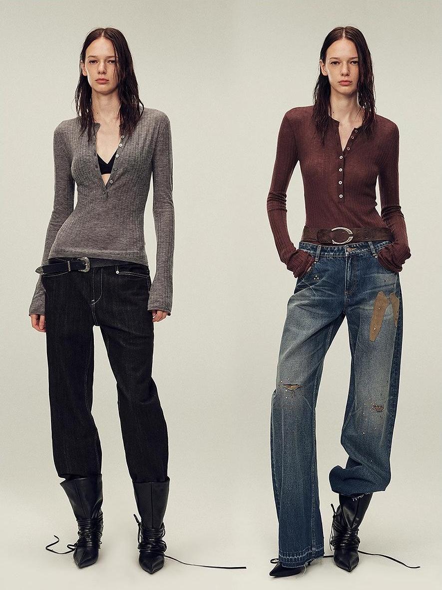 Ultrafine water-soluble wool blended versatile V-neck cardigan long-sleeved knitted top "Warm Brown Quiet Autumn"-1