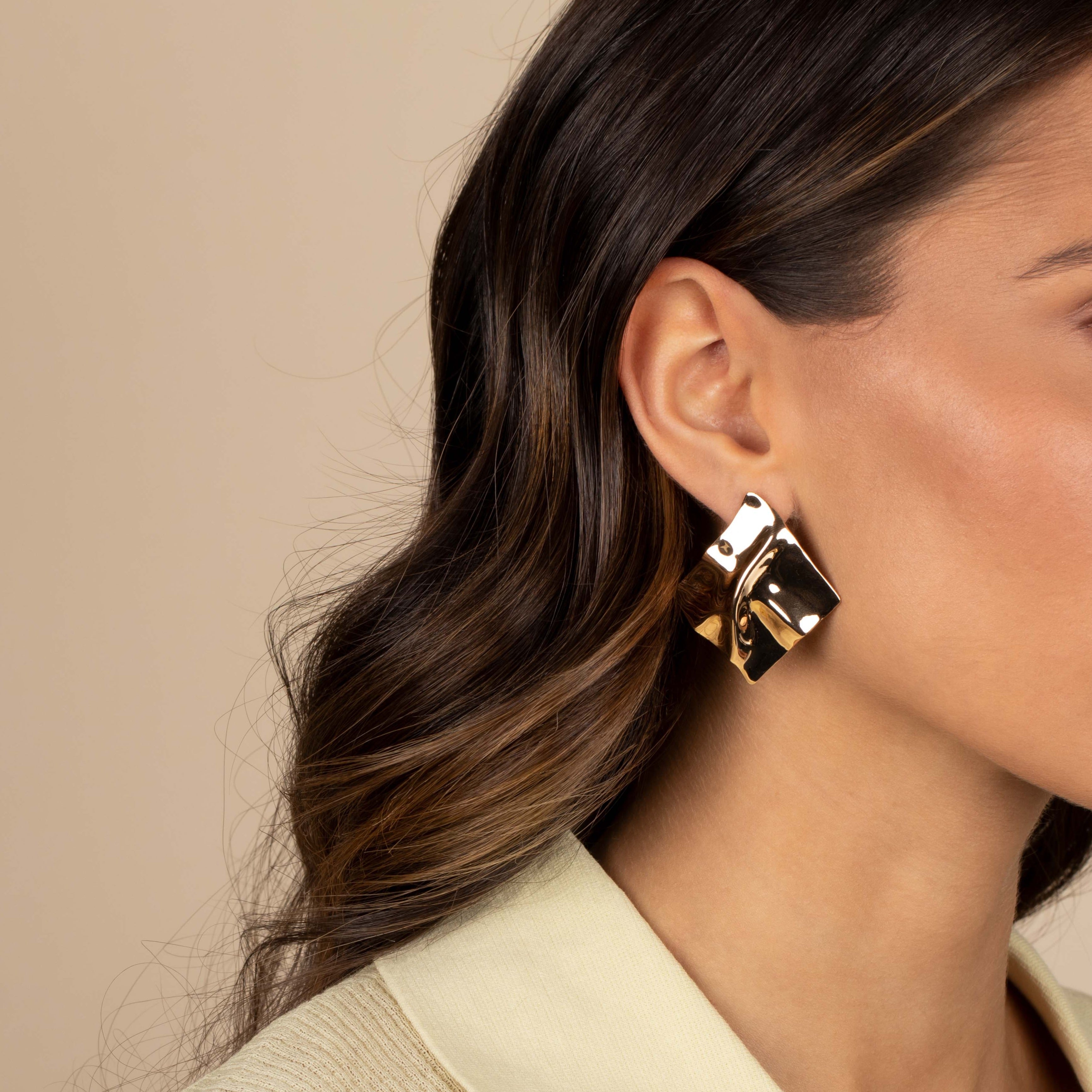  Fluid Square Shape Drop Stud Earring - Adina's Jewels