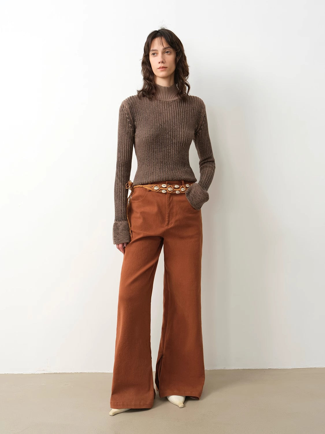 "Mid-Autumn Afternoon" Haute couture retro versatile straight-leg slightly flared wide-leg casual pants-0