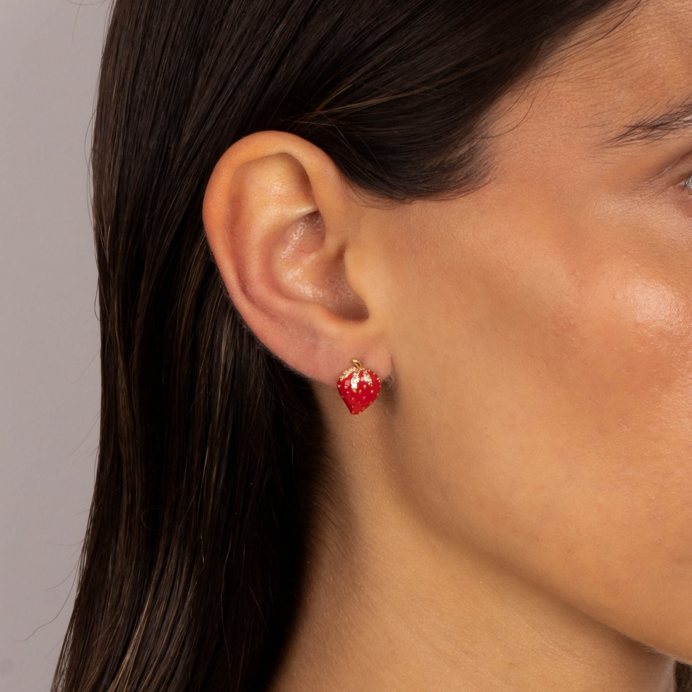 CZ & Pearl Strawberry Stud Earring - Adina's Jewels