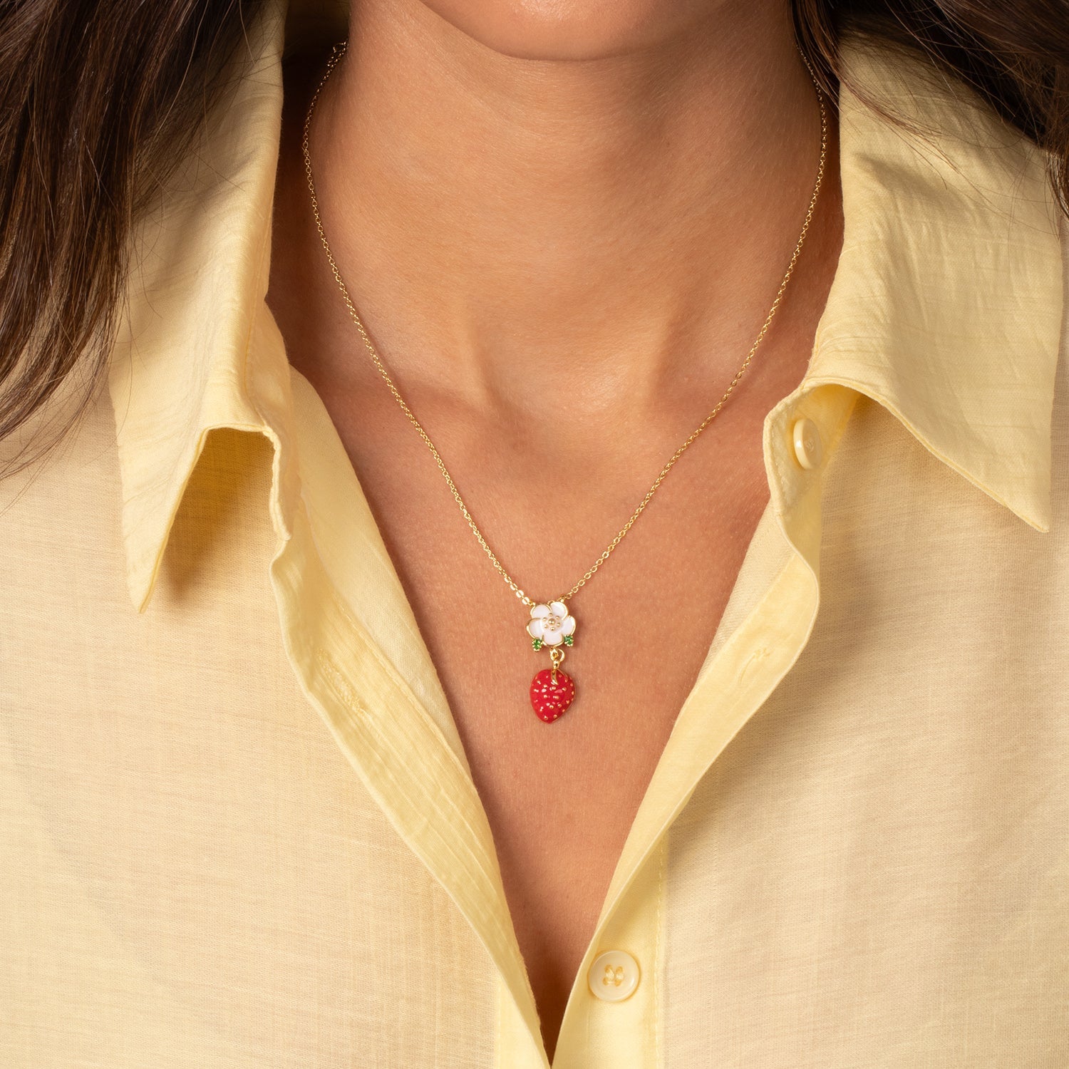 Colored Flower & Strawberry Charm Necklace - Adina's Jewels