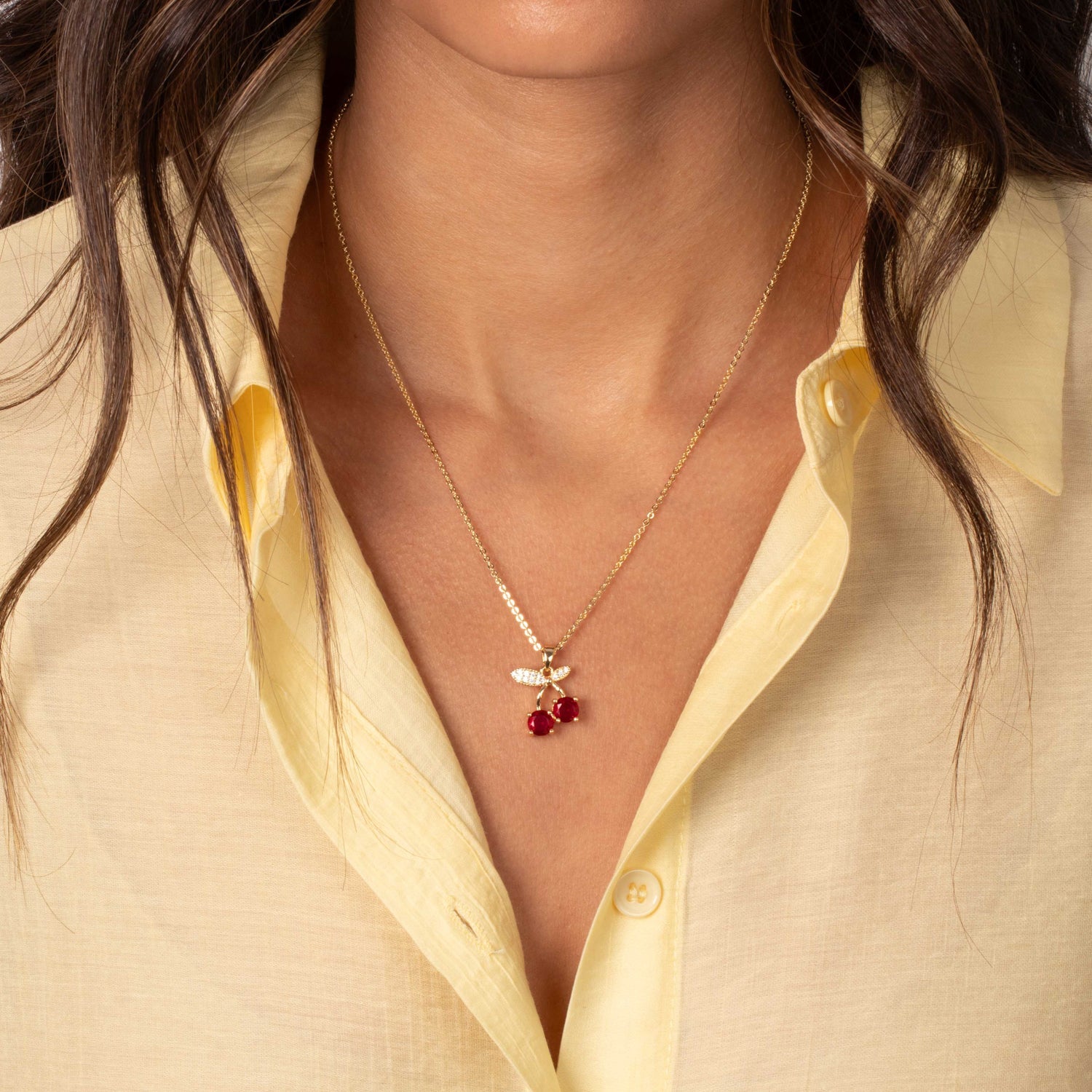 Red Cherry Hearts Charm Necklace - Adina's Jewels