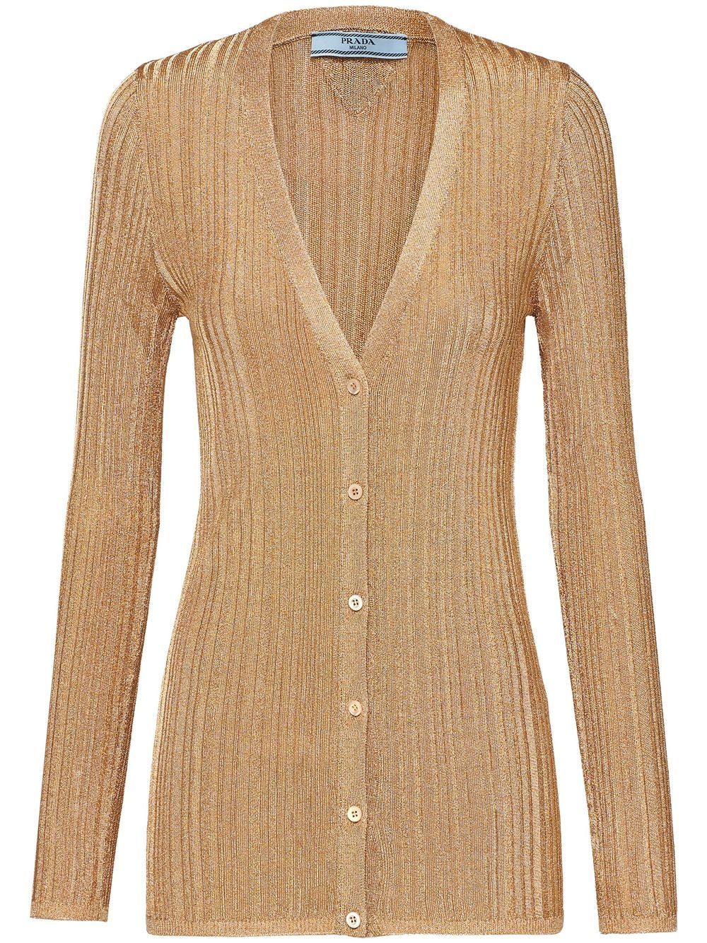 Prada Women V-Neck Lamé Viscose Cardigan