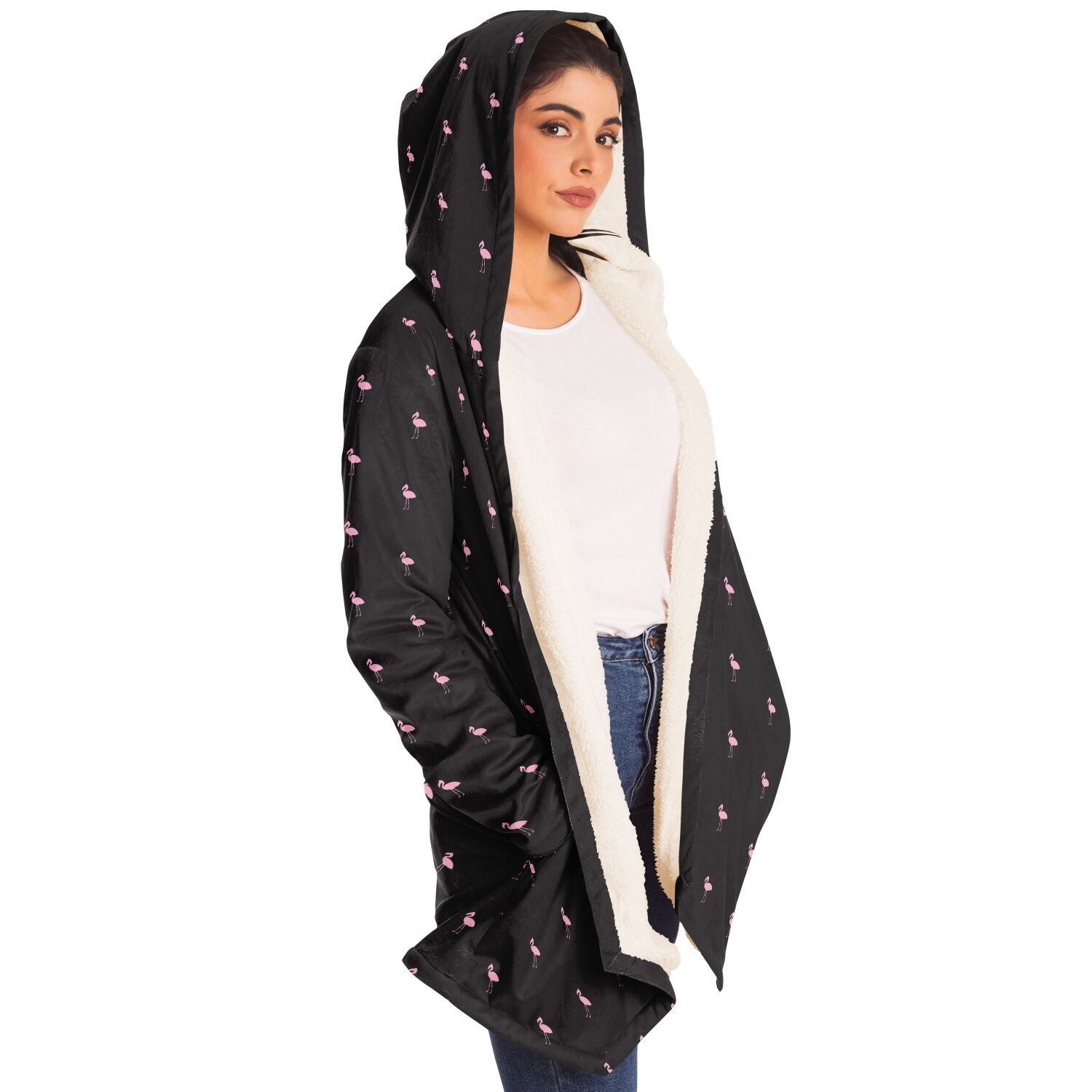Black Classic Flamingo Cloak Hoodie