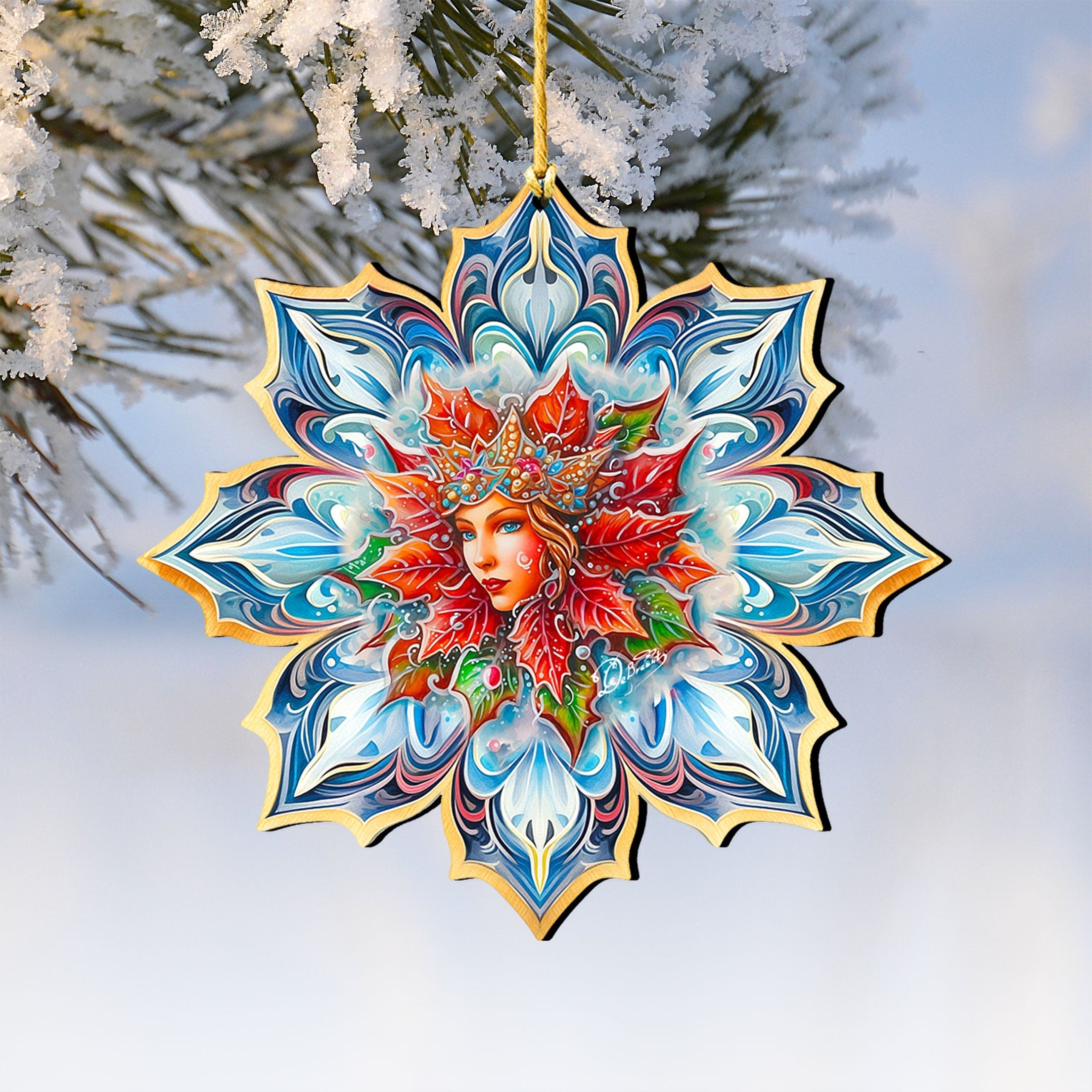 Snow Queen Snowflake Wooden Ornaments by G. Debrekht - Christmas Decor - 8688402