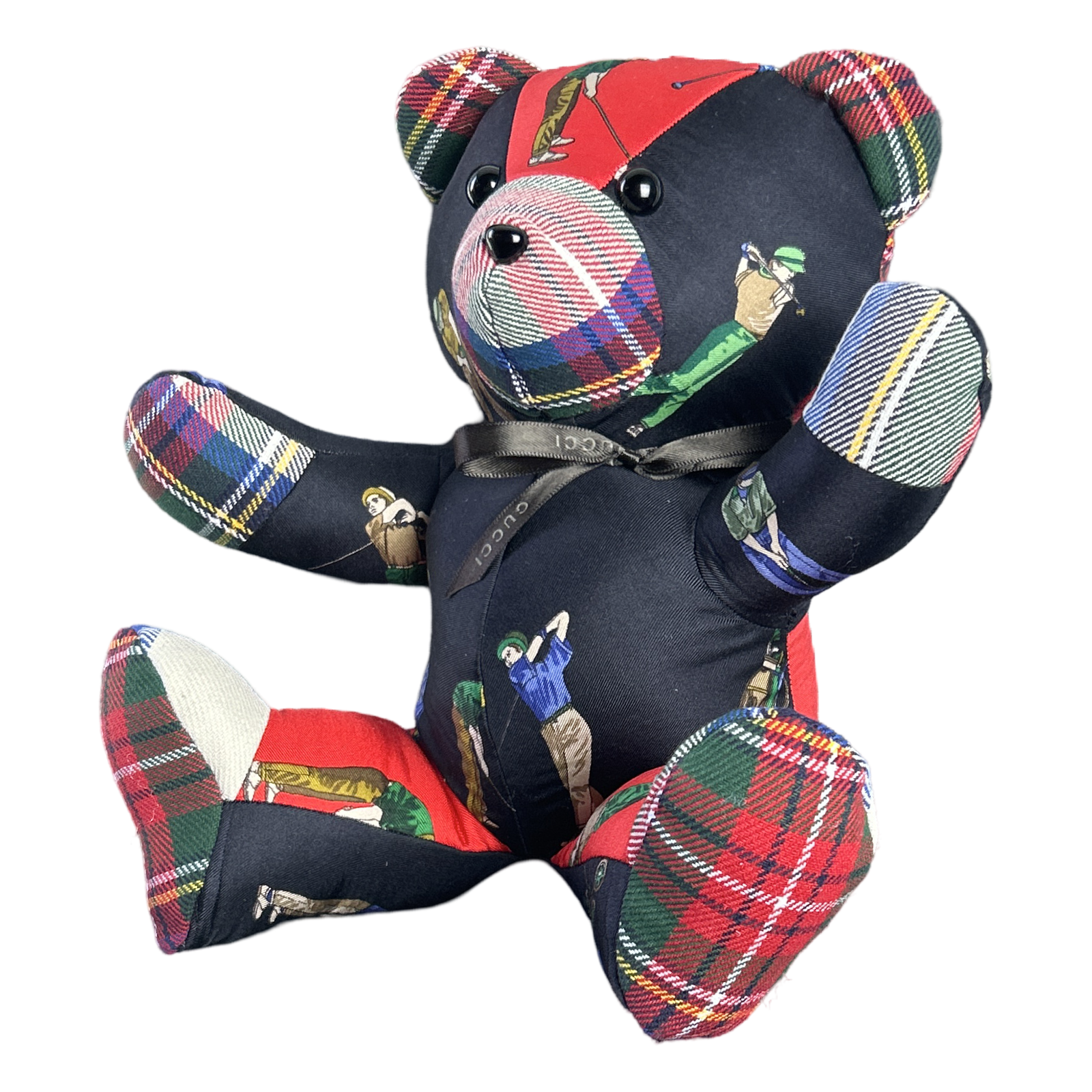 Tee Time Vintage Silk Scarf Patchwork Teddy Bear