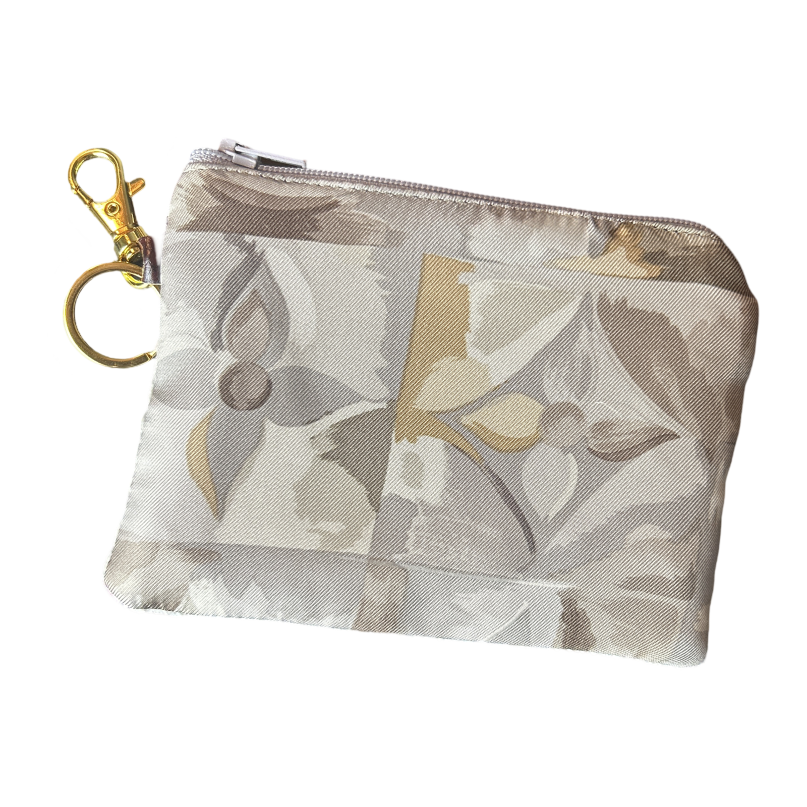 Au Fils du Temps Logo Vintage Silk Scarf Coffee Run Keychain Bag
