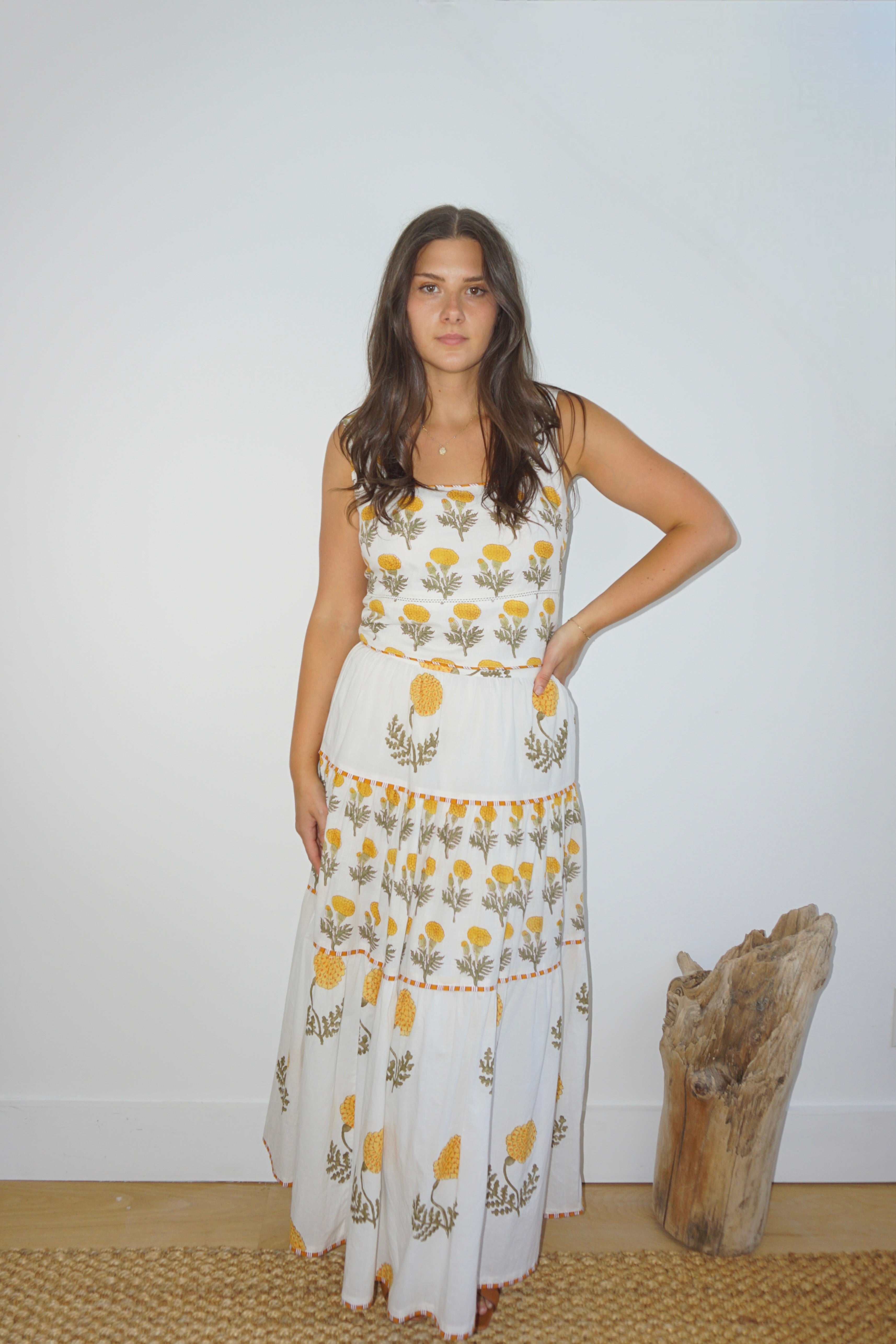 Drue Tiered Skirt in Marigold