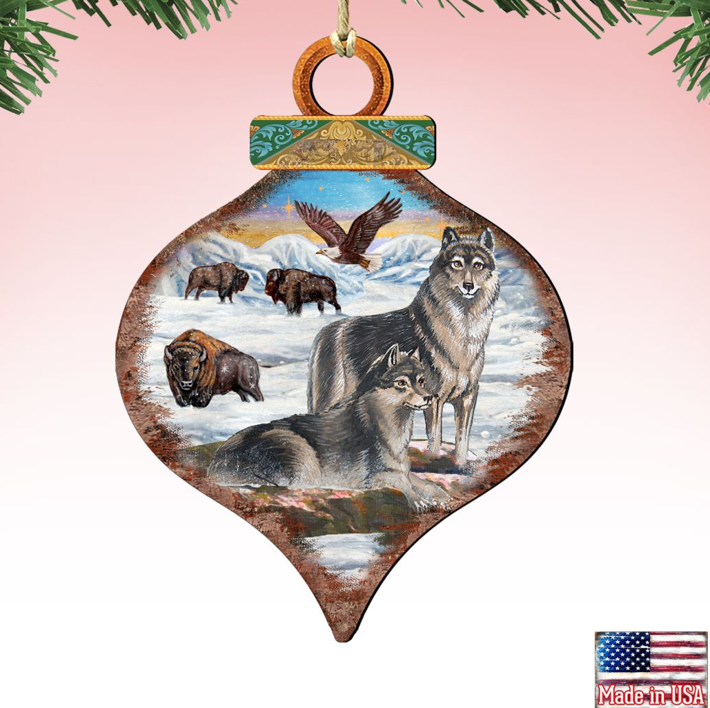 Wolves Drop Wooden Ornaments by G. DeBrekht - Wildlife Holiday Decor - 8035219
