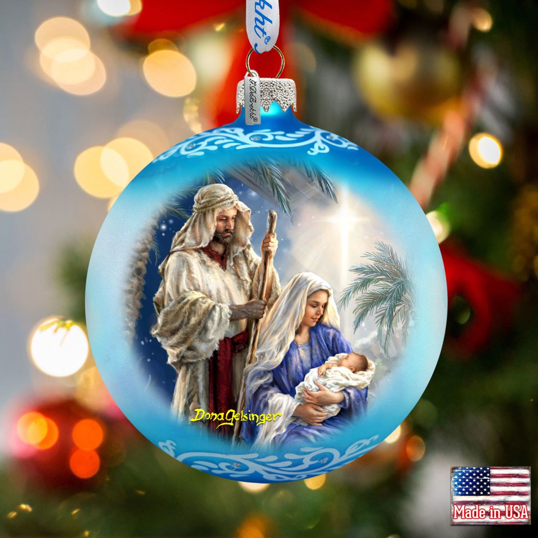 Holy Night Glass Ornament by D. Gelsinger - Nativity Holiday Decor - 71152-1618