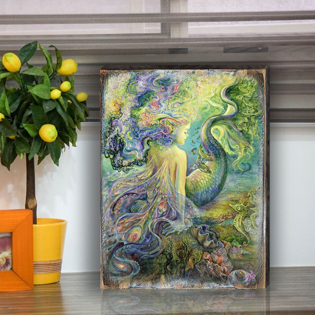 Mer Fairy Fantasy Wooden Wall Art by Josephine Wall - Fantasy Decor - 852149-JW