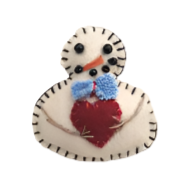 1.5" Pin- Snowman w/Red Heart