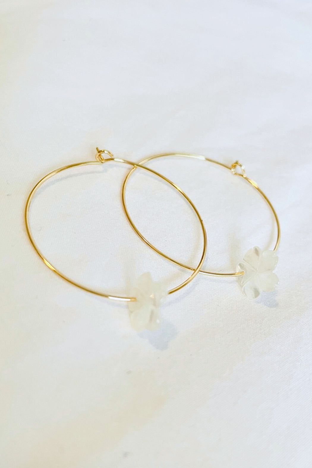 1" - Mini Mother of Pearl Plumeria Hoops