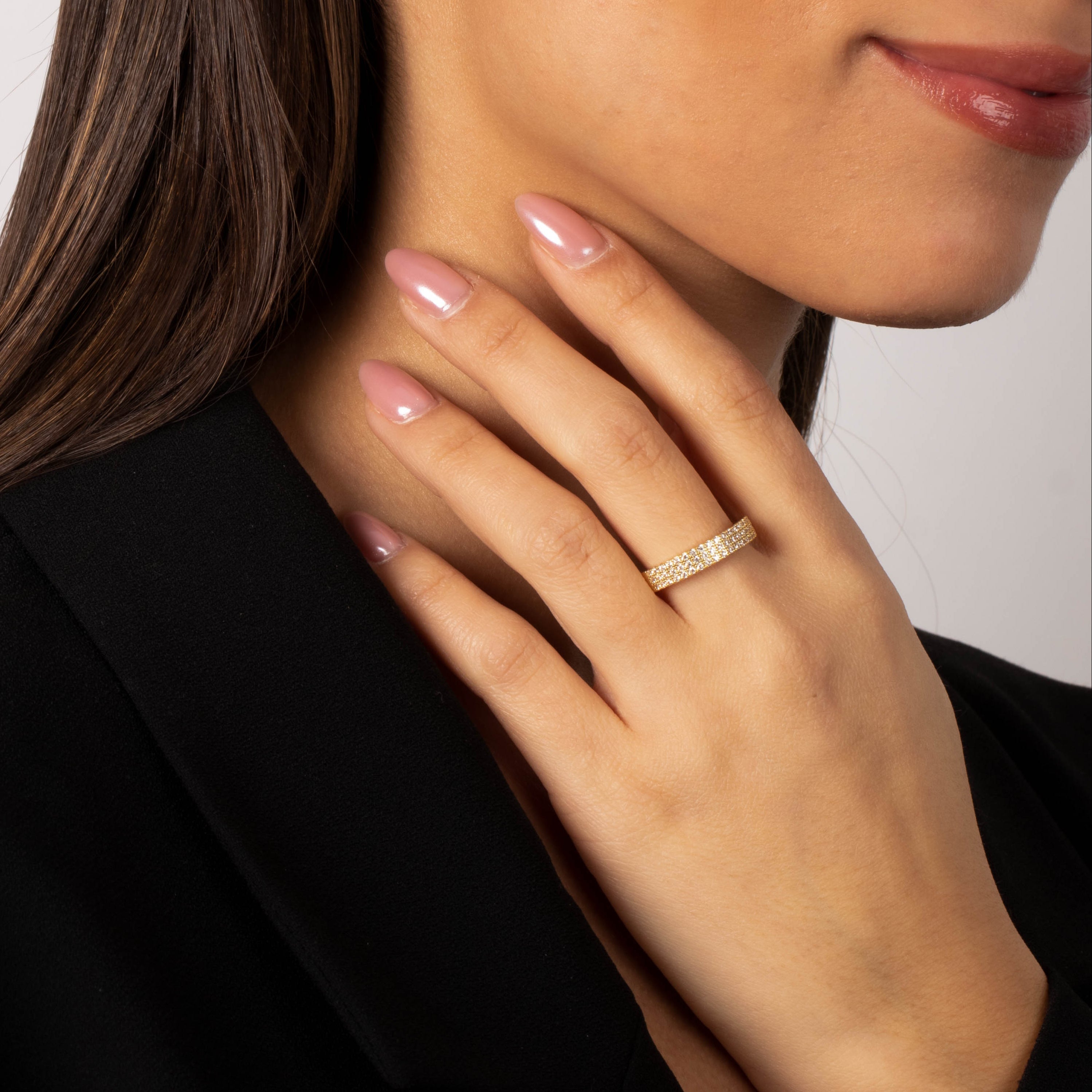 Pave Triple Row Eternity Band Ring - Adina's Jewels