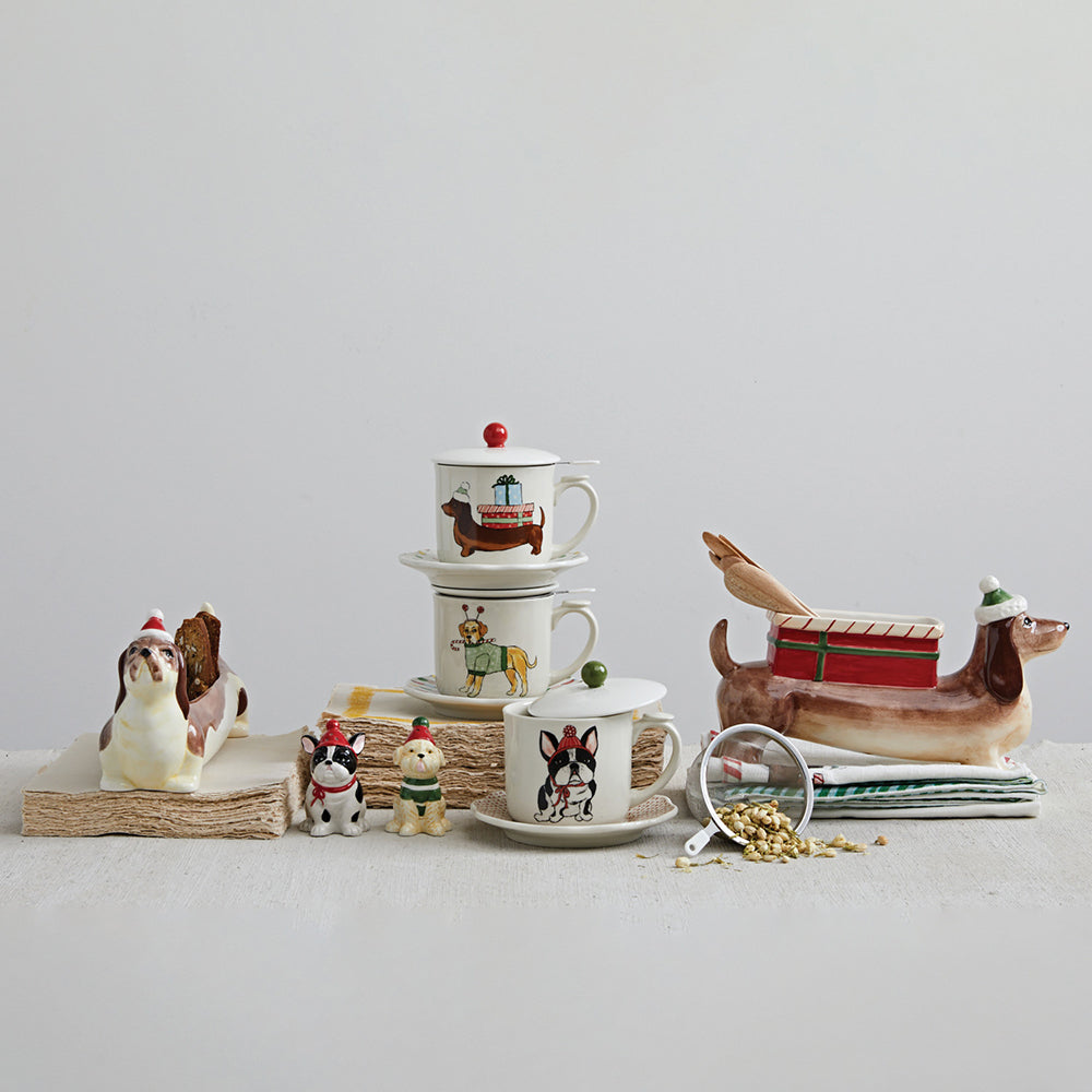 Hand-Painted Ceramic Dog w/ Gift Planter