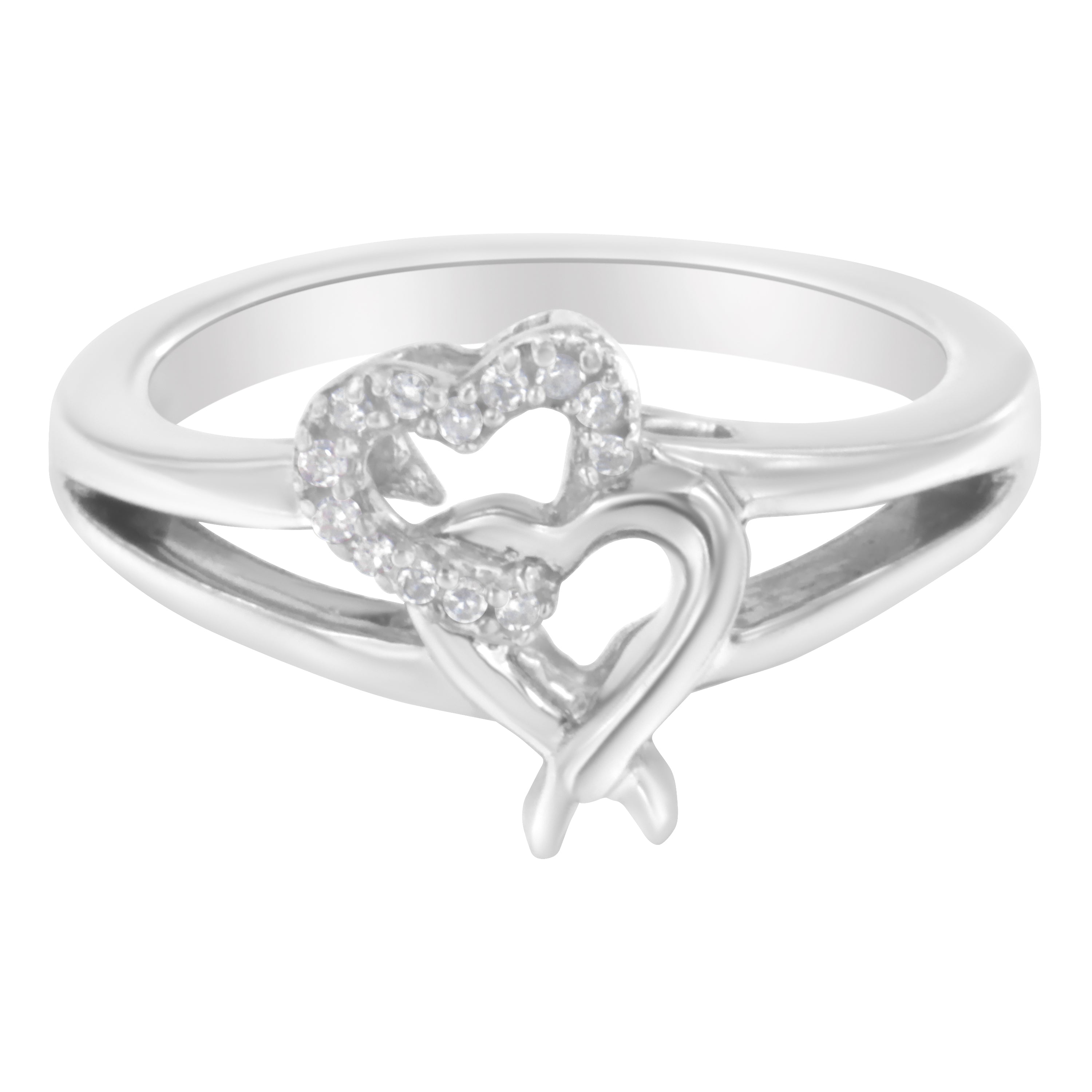 .925 Sterling Silver Diamond Heart Accent Ring (1/20 Cttw, H-I Color, I1-I2 Clarity) - Size 7.50